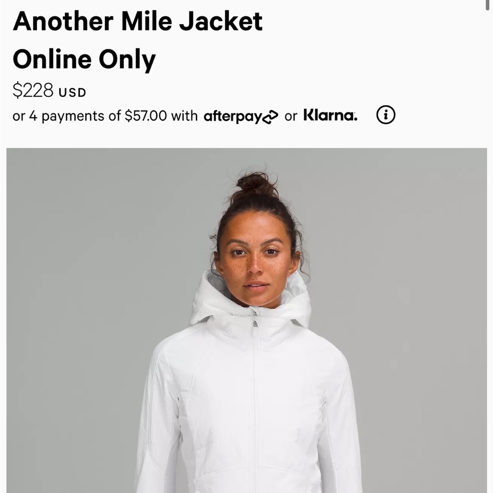 Another mile lululemon white jacket size 2 NWOT